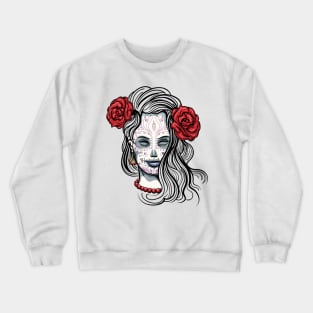 Girl with Sugar Skull Makeup Crewneck Sweatshirt